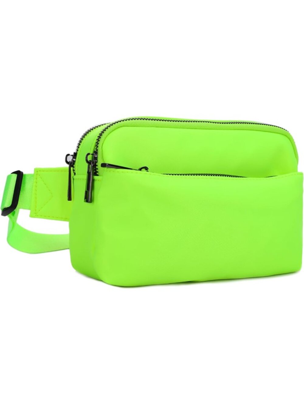 Stylish Neon Green Crossbody Nylon Waist Pack | Adjustable Buckle Strap, Multi